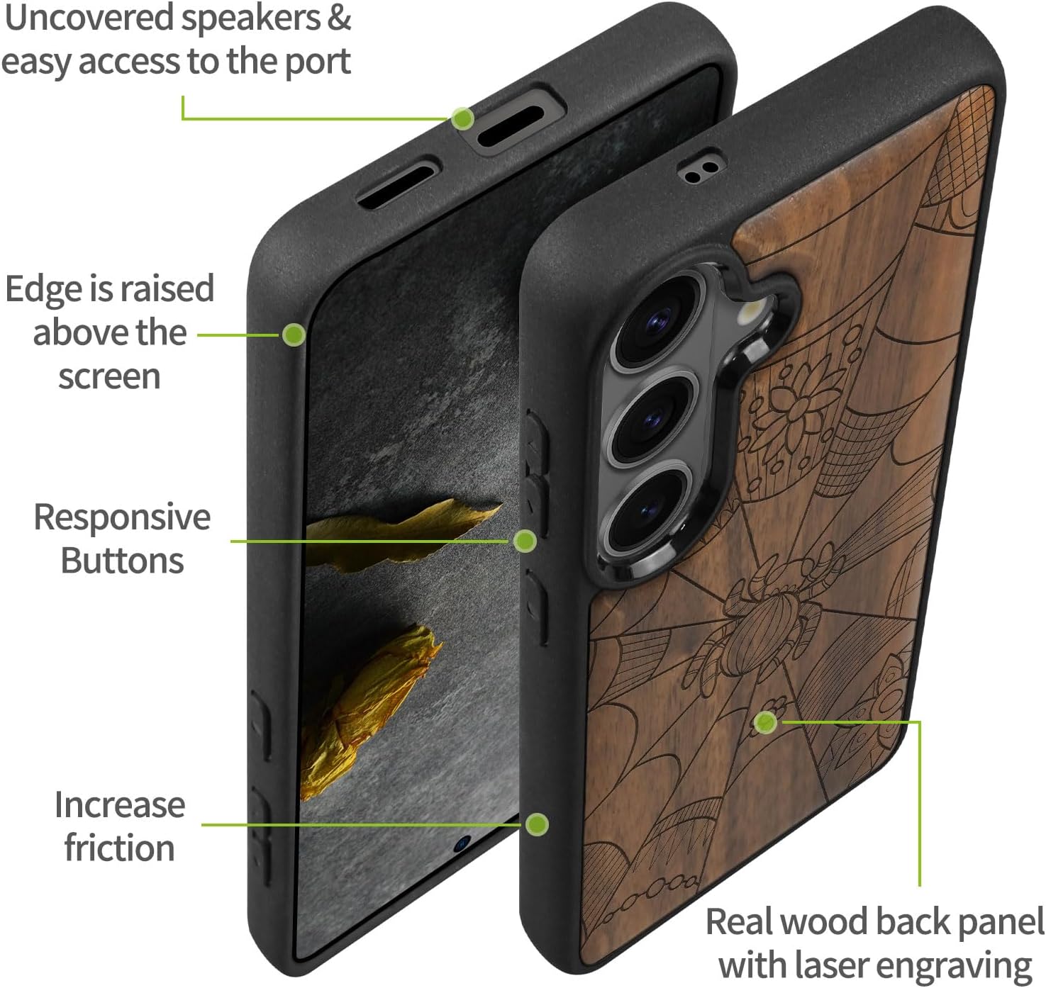 Carveit Magnetic Wooden Case for Galaxy S26+ Samsung S26 Plus Case, TPU Shockproof Cover & Wood Engraved, Compatible with MagSafe Wireless Chargers (Cosmic Spiderweb) Walnut