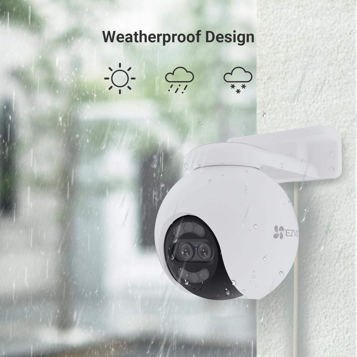 EZVIZ camera with two-way talk feature, showing a person talking to a delivery driver