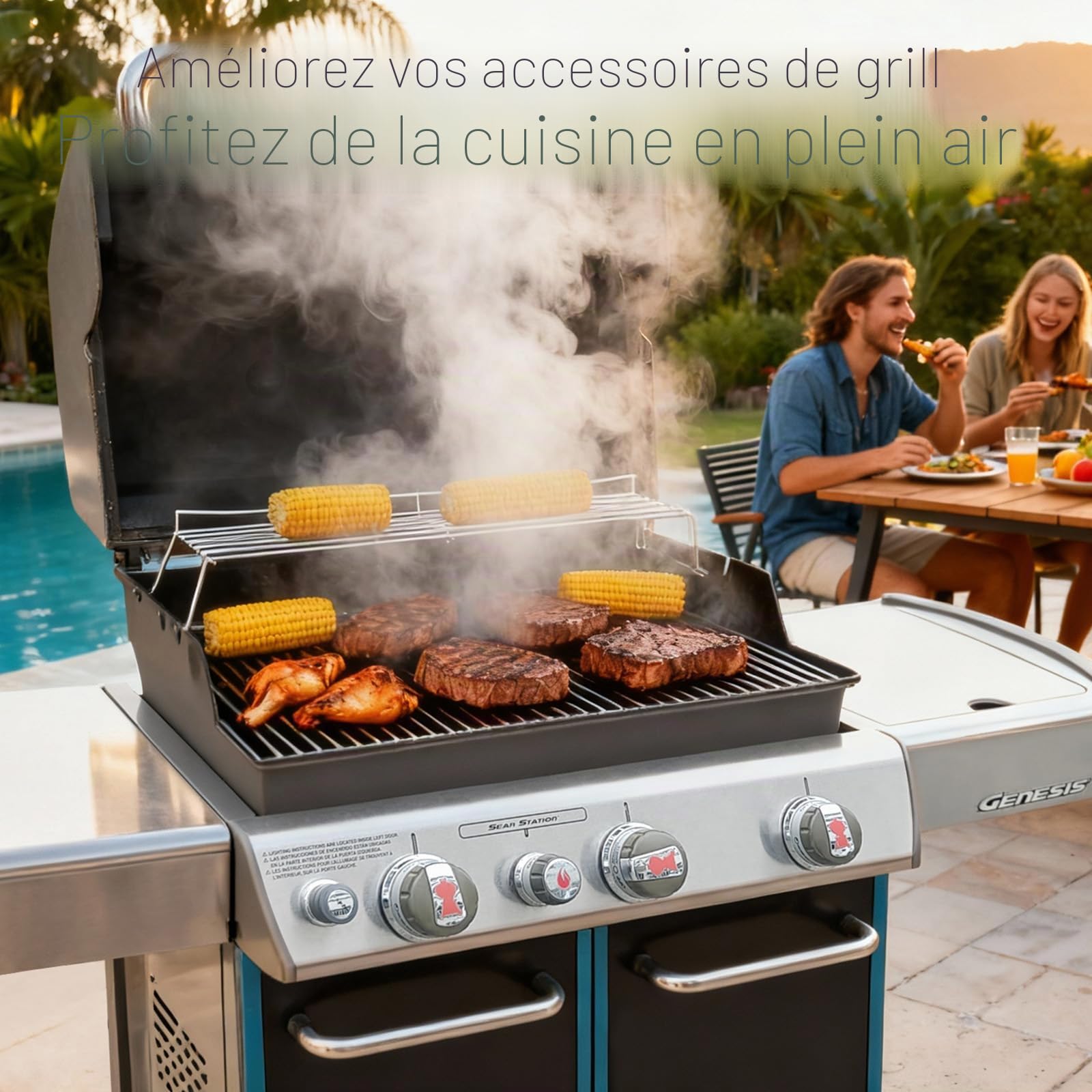 QuliMetal 7528 Grille de Cuisson pour Weber Genesis E/S-310 320 330, Ne Convient Pas à Genesis II/LX E310/340, S340, 49,5 x 33 cm Accessoire de pièces de Rechange pour Genesis