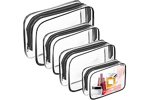 4 Pack Clear Travel Toiletry Bag with Zipper for toiletries & cosmetics