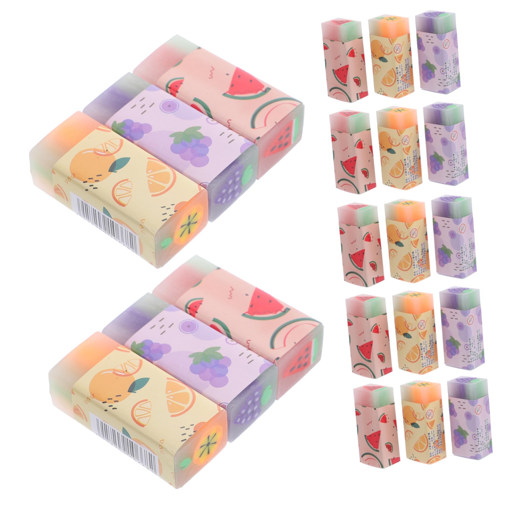 Gomme da Cancellare Frutta 36 Pezzi in Gomma, Decorative per Bambini | Profumate e Sicure, Festa Scuola Decor, Premi per Studenti e Oggetti Cute