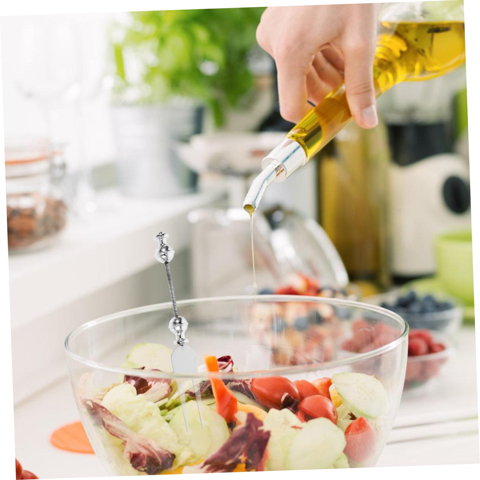 HOMOCONO Beaded Fruit Fork Silverware Diy Charcuterie Fork Elegant Dinner Forks Tableware