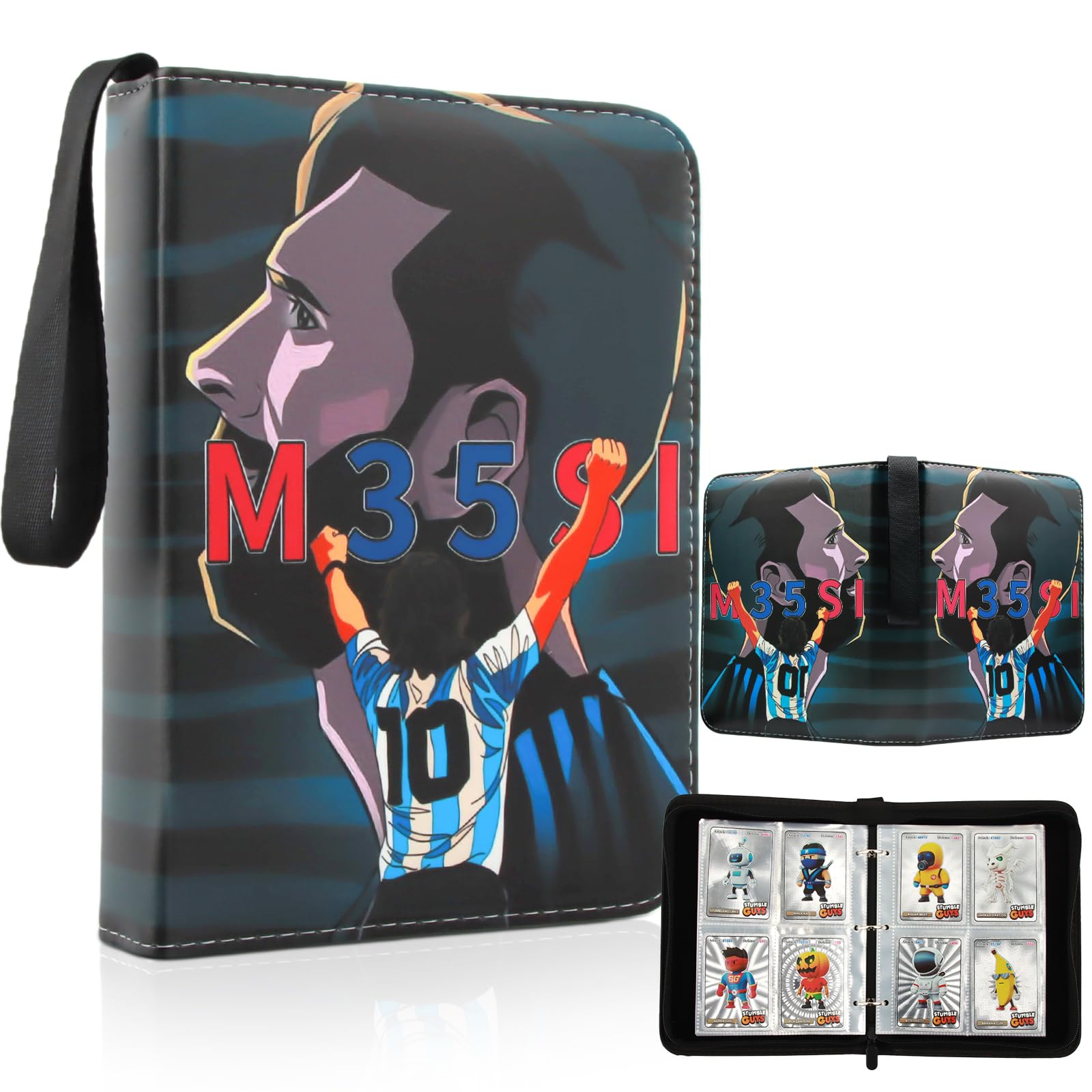Fußballkarten-Binder Mit 60 Seiten – Wasserdichtes Sammelalbum Für Bis Zu 400 Karten, PU-Leder Mit Reißverschluss