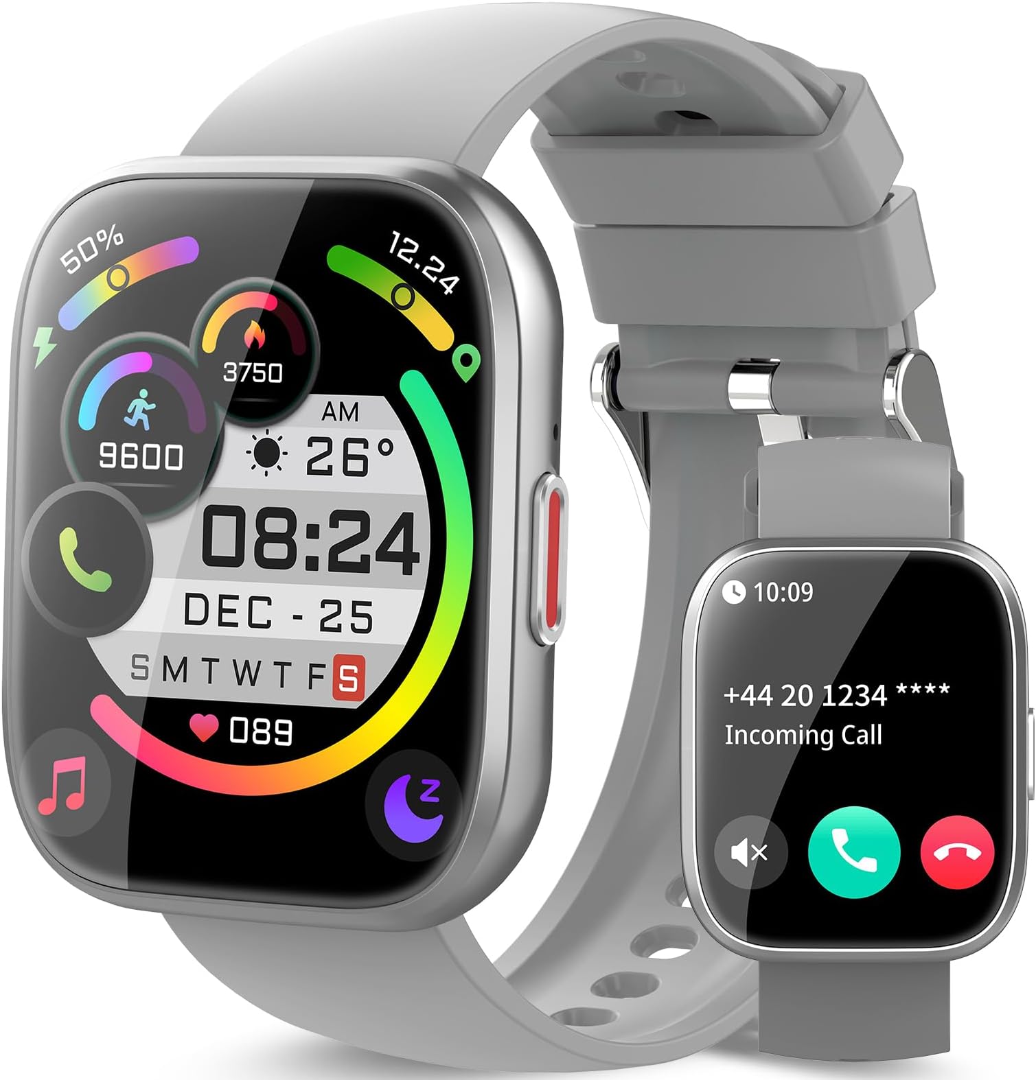 aycy Smart Watch (Answer/Make Calls), Smart Watches for Men Women with 1.85 Touch Screen, Step Counter, IP68 Waterproof, 112 Sport Modes, Heart Rate/Sleep Monitor Fitness Watch for iOS Android, Grey