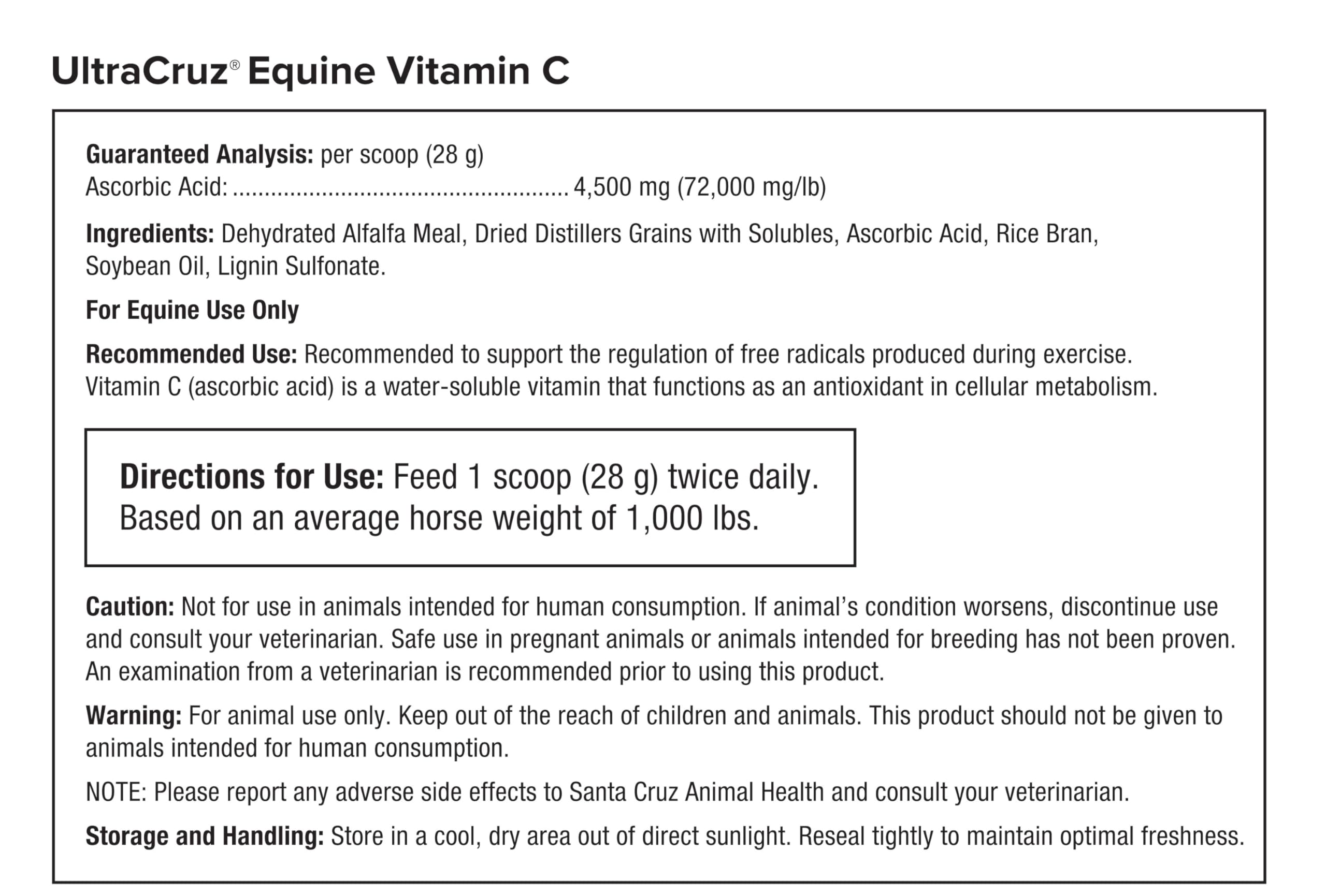 UltraCruz Equine Vitamin C (Acide Ascorbic) Supplément for Horses, 4 lb, Pellet (32 Day Supply),sc-516465