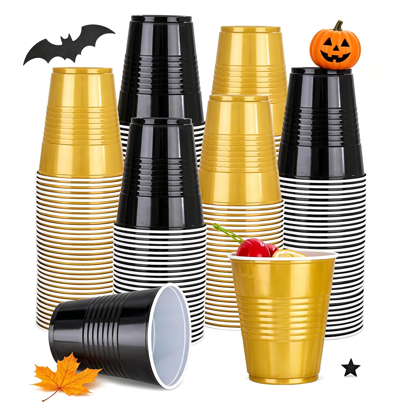 WELLIFE 200 PCS Gold Plastic Cups,9 oz Clear Plastic Cups,Disposable Wine Glasses,Plastic Cocktail Glasses for Party and Wedding — Amazon image 23