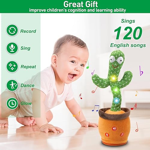 Miniatura 2 de Juguete de cactus que habla bailando, juguetes para bebés, rellenos de calcetines para niños y niñas, interactivo imitando cantar y repetir,