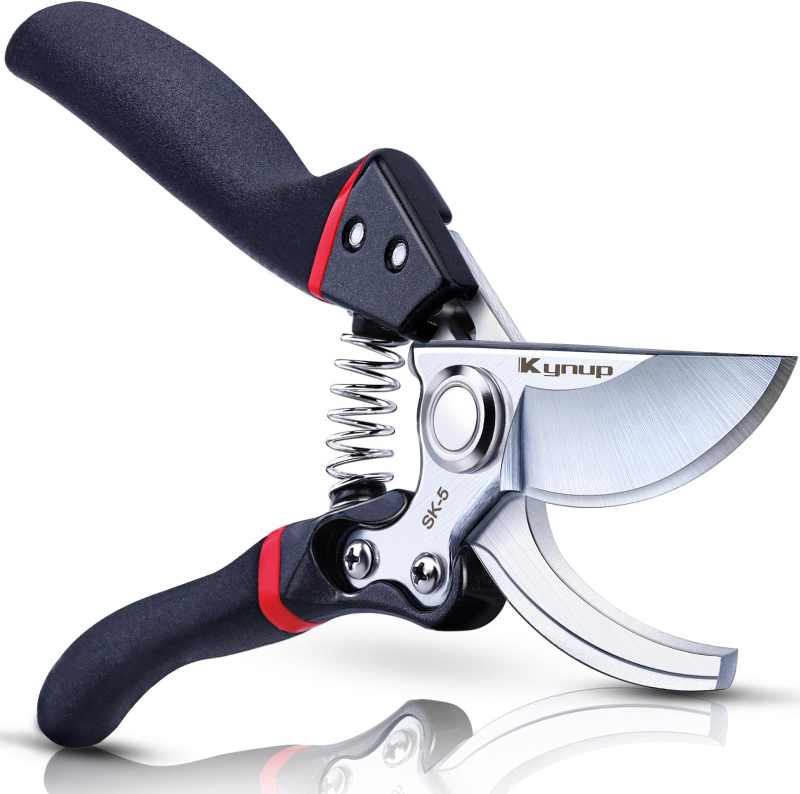 Kynup Garden Secateurs - SK-5 Steel Gardening Shears with Ergonomic Anti-Slip Handle, Gardening Pruning Scissors, Bypass Pruning Secateurs for Trimming & Hedge Shears Cutting - Garden Tools - Black