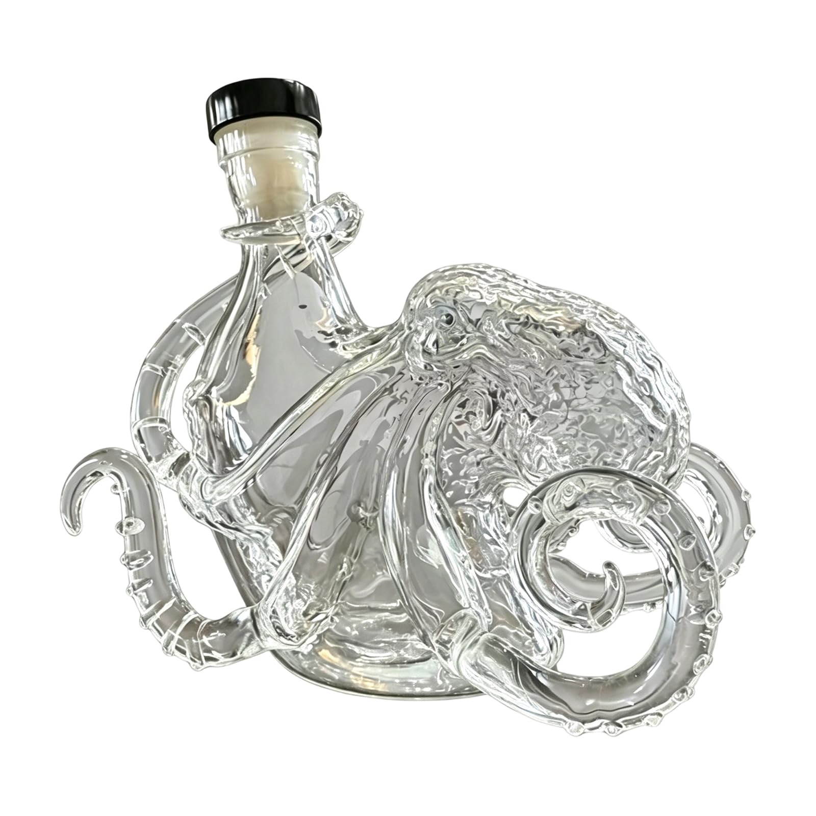 JSGHGDF Exquisite Octopuses Sculpted Glass Bottle for Liquid Dispensing and Artistic Display Transparent Color Glass Octopuses Bottle