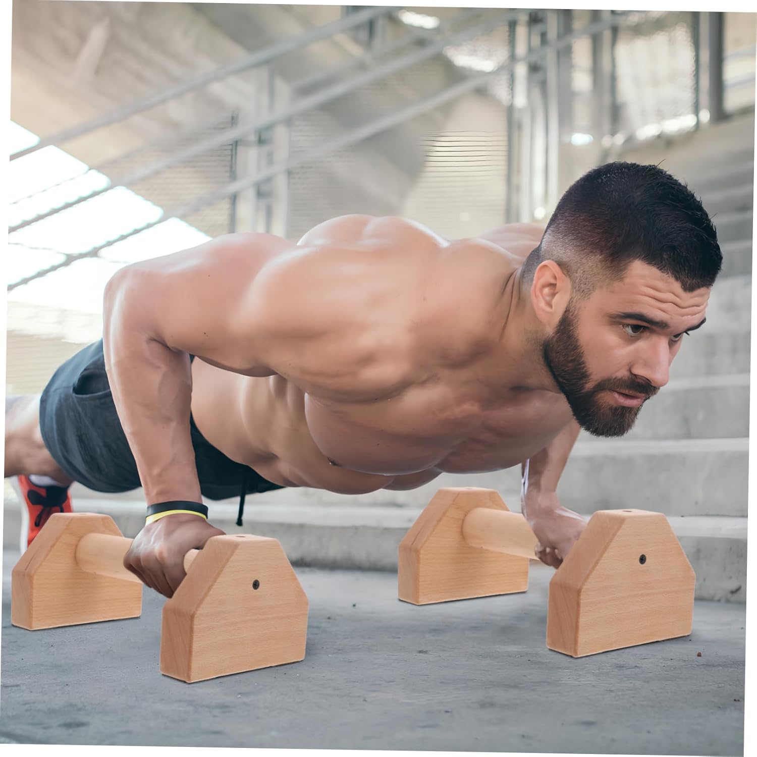 Mipcase 2pcs Wooden Handles for Men Bars Strength Training Workout Equipment Gym Accessories