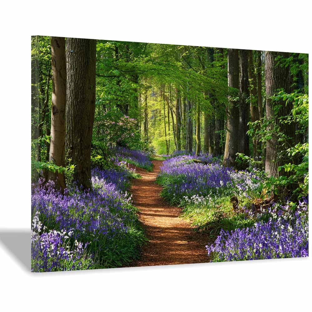 HOQIU Natural scenery wall art Bamboo Lotusse Path decorative painting, wall art, for Living Room Bathroom Bedroom Kitchen Decoration.(Multicolor)-80x120cm Framed