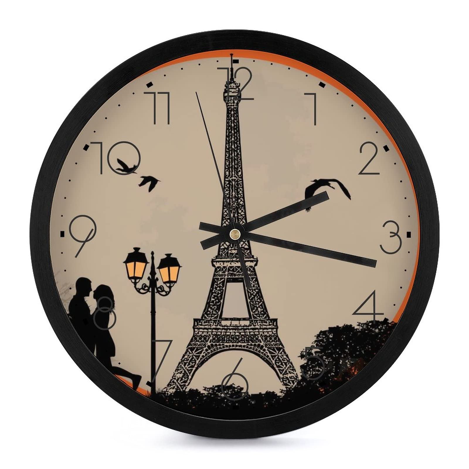 Horloge murale Tour Eiffel decorative ronde de 25.4cm pour sublimer votre cuisine