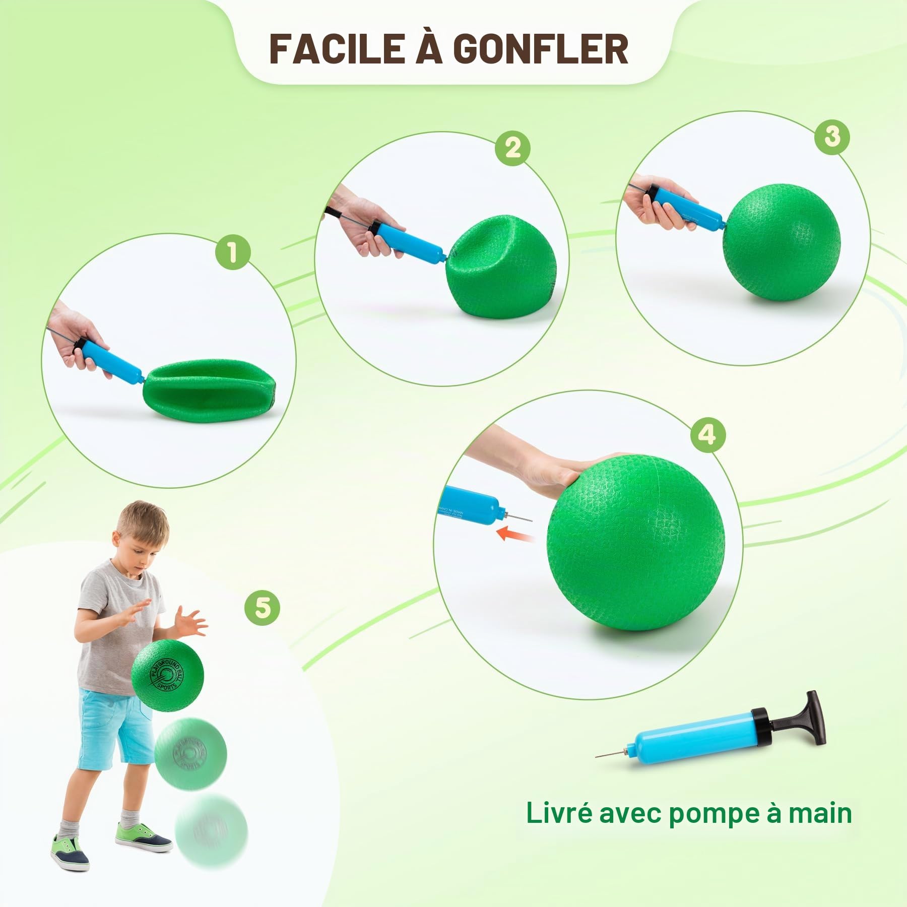 INPODAK Ballons de Jeux 8.5 Pounces Kickball Dodgeball Set Ballon Gonflable avec Pompe RainbowBall Balle Rebondissante Souple Balle pour Jardin et Plage