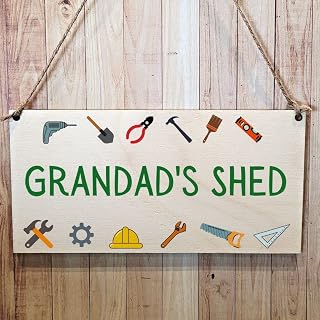 Second Ave Grandad's Shed Gardening Wooden Hanging Gift Rectangle Sign Plaque Father's Day Birthday