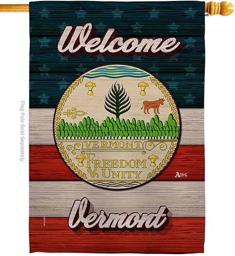 Americana Home & Garden Bandera de bienvenida de Vermont para casa, Estados Unidos, territorios americanos, República, país, área particular,