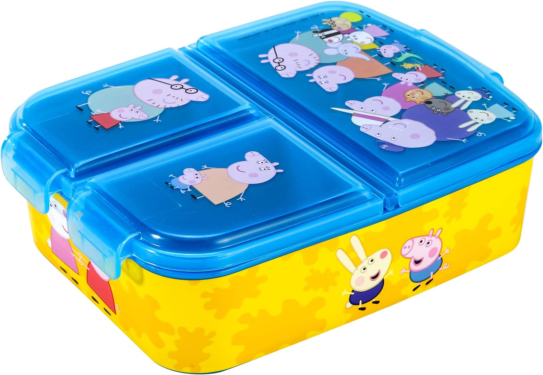 Peppa Pig Kids Childrens Multi Compartment Rectangular School Travel Lunch Food Box Sandwich Bento Container, BPA Free