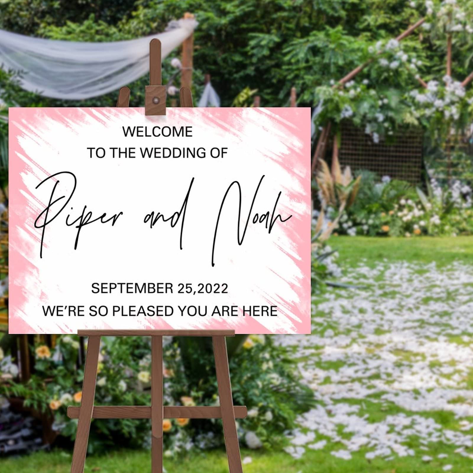 Panneau de bienvenue mariage personnalisé sur thème forêt et décoration rustique 40x50