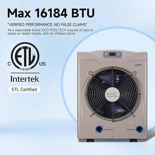 Miniatura 12 de Calentadores de piscina sobre el suelo para piscinas de hasta 2000 galones, máximo 11568BTU, bombas de calor para piscina, se adapta a calentadores