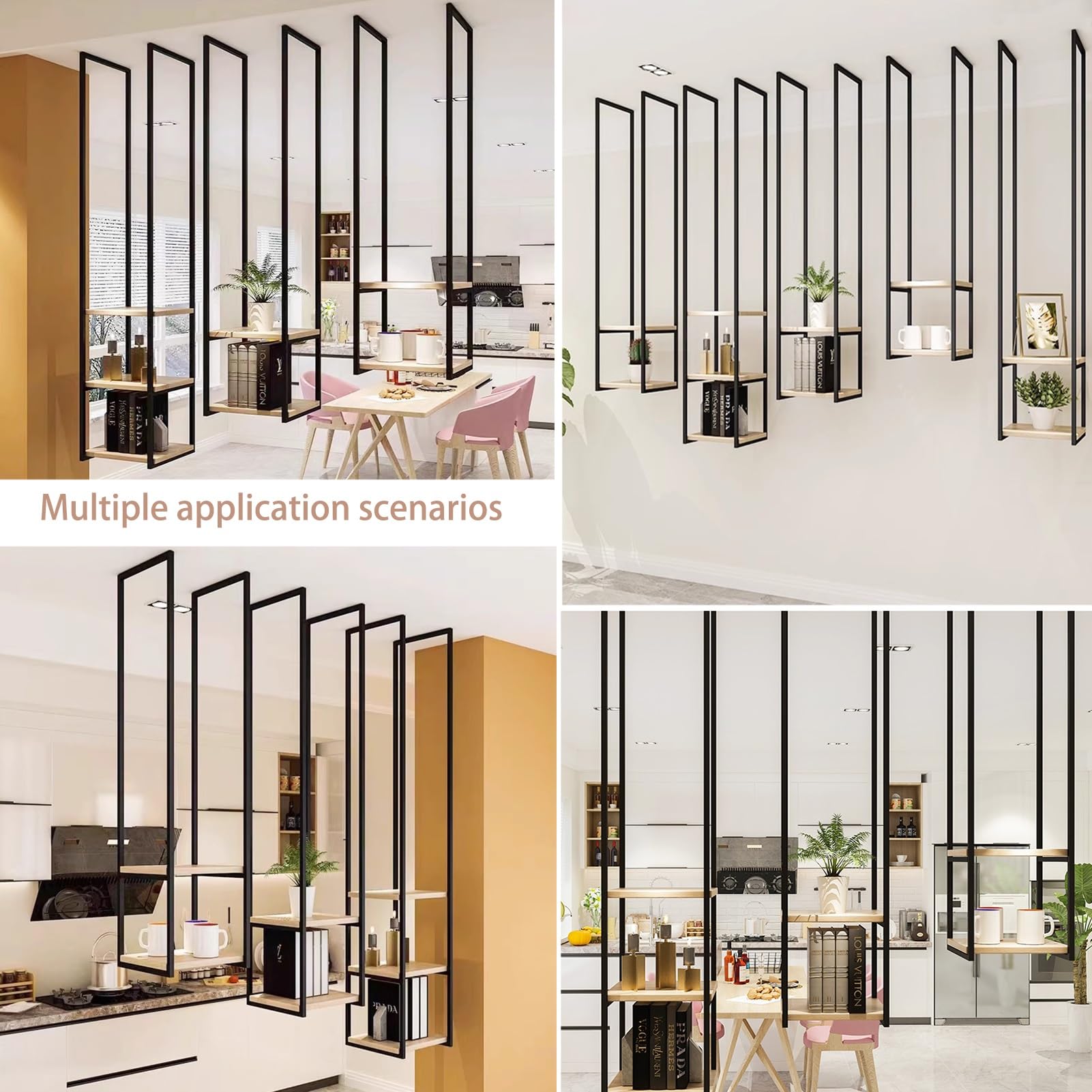 Amazon｜2段吊り天井棚 | メタルアイアンフレーム収納ラック | 木製