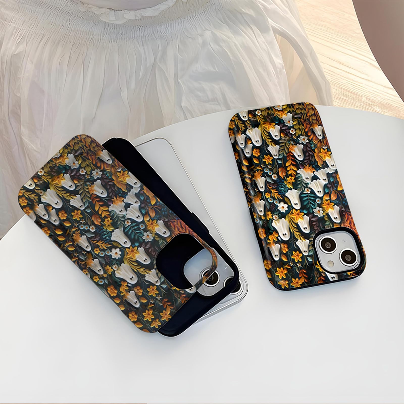 Idocolors Schutzhülle Für IPhone 15 Pro, Halloween-Geist - Kristallklar, MagSafe-kompatibel, Stoßfest