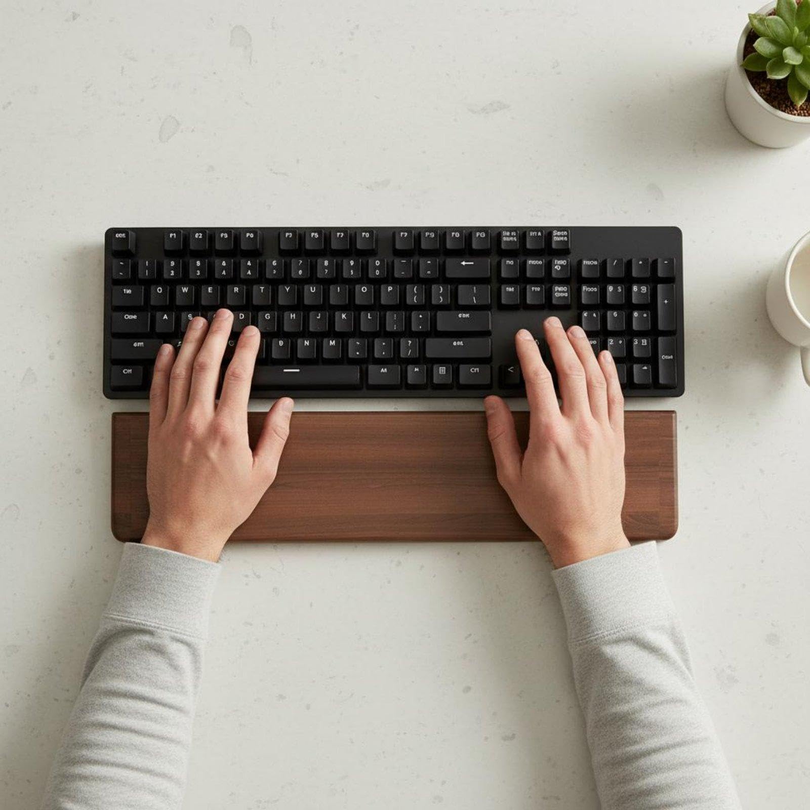Gaming mit Taktiler Schreibmaschinen Und RGB Hintergrundbeleuchtung Inklusive Handballenauflage Aus Walnussholz 104 Tasten mit USB A