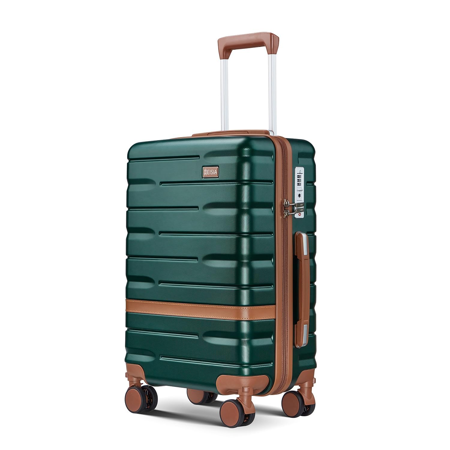 NEISIA Carry On Luggage Sets,20 Inch Carry-on Suitcase with Spinner Wheels,PC+ABS Lightweight Hardshell with TSA lock,Airline Approved YKK Zippers (Dark green)