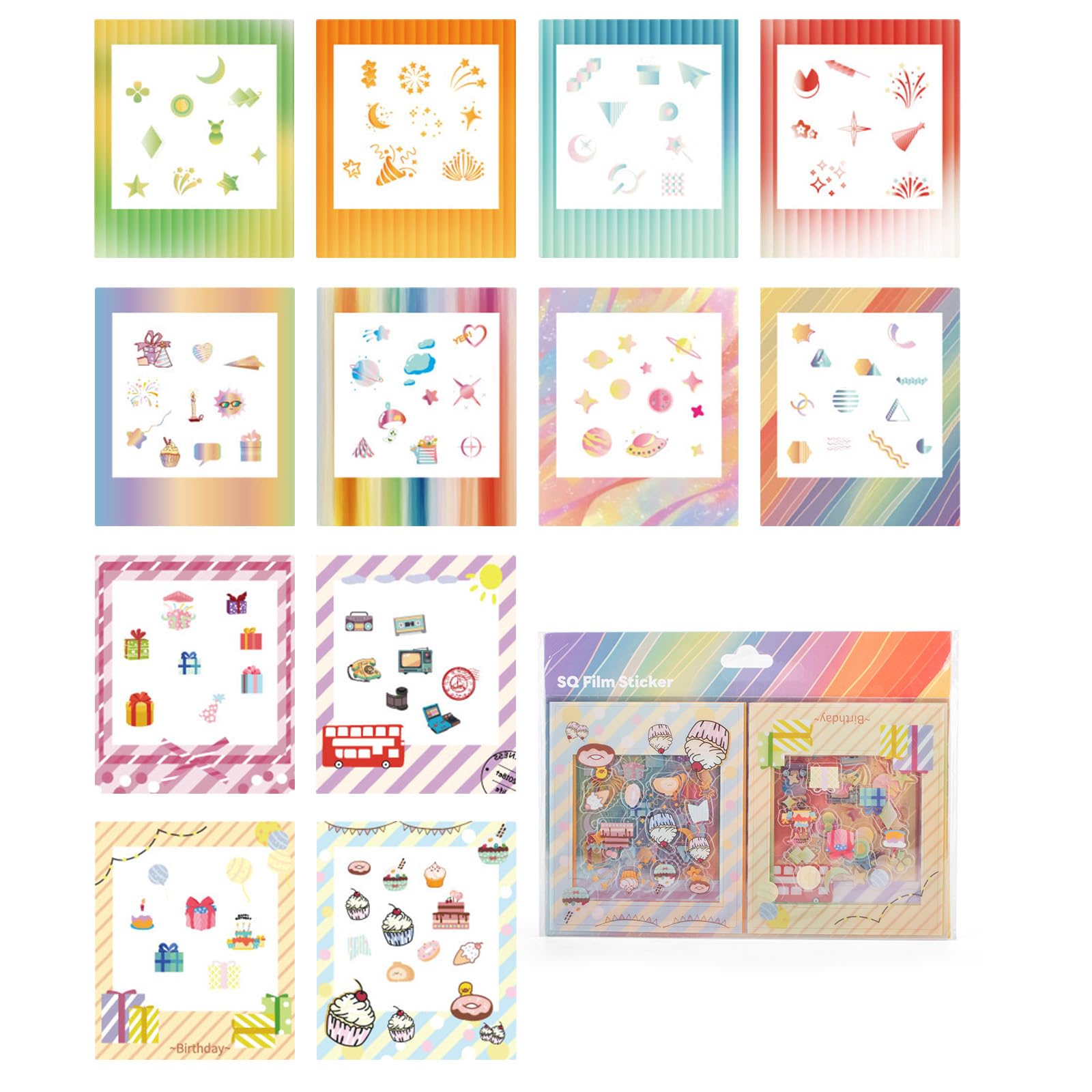 YAYNO 12 Adesivi Con Bordo Fotografico Per Instax Square SQ1 E SQ40 – Cornici Decorative Colorate Senza Colla Per Foto Istantanee