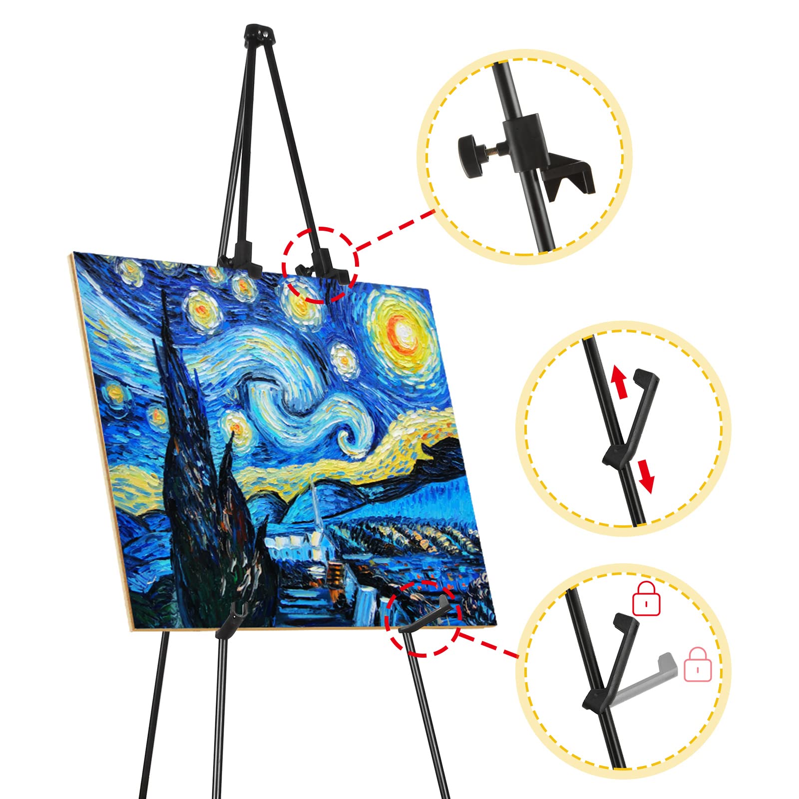 DAJAVE 4er Set Faltbare Staffeleien, 160 Cm Hoch, Weiß, Für Poster, Hochzeitsschilder & Kunst