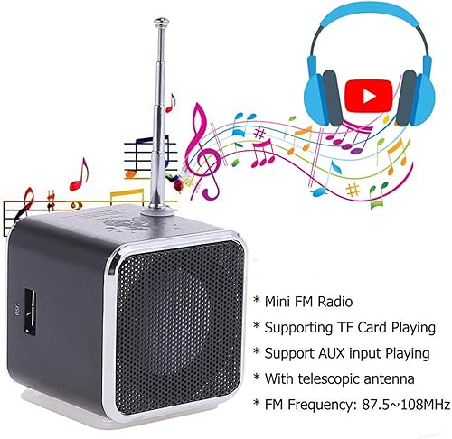 Miniatura 4 de Mini altavoz Bluetooth, reproductor de música inalámbrico Etigood portátil, radio FM, estéreo digital, reproductor MP3, compatible con tarjeta