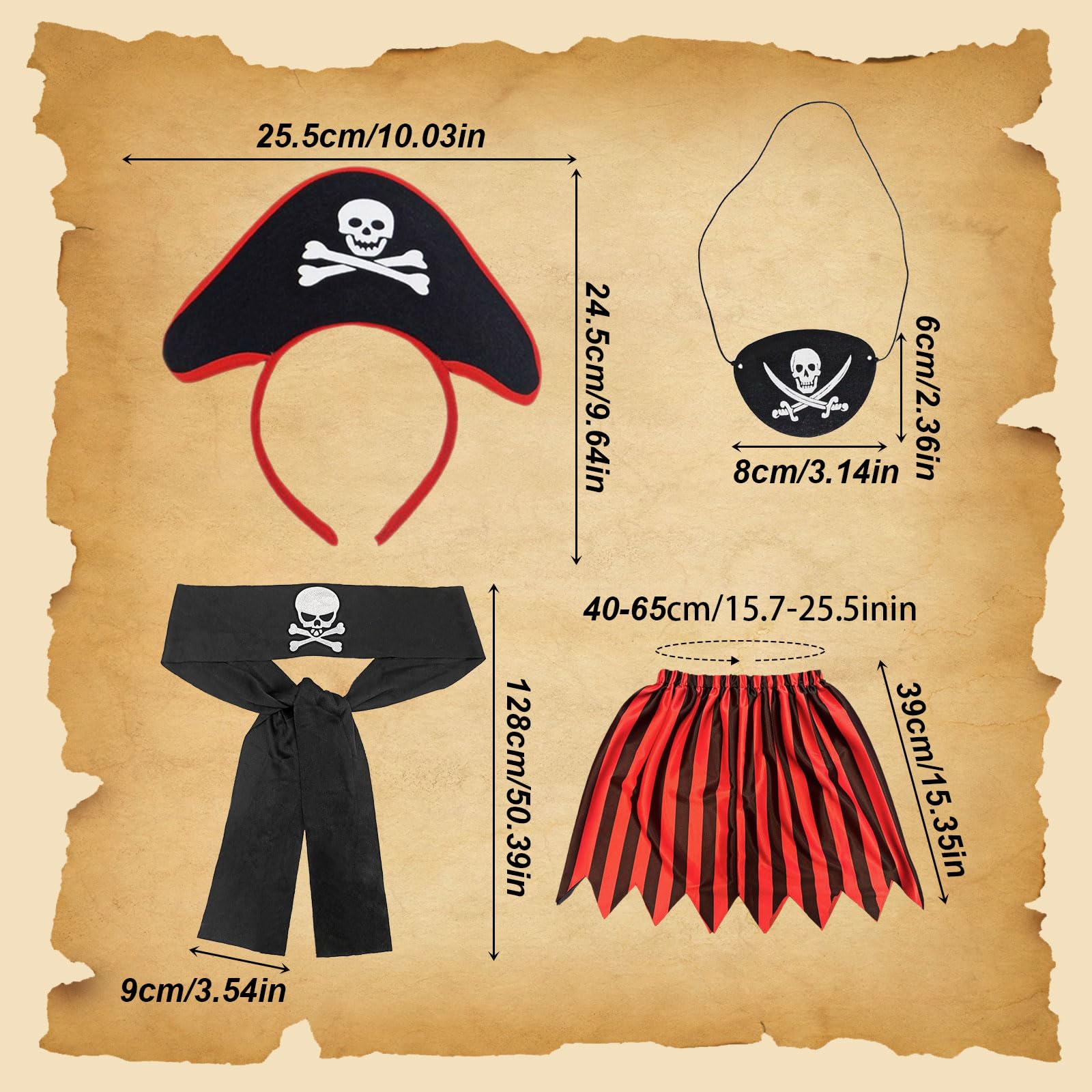 FUIPVGI 4 Pieces Kids Pirate Costume - Image 2