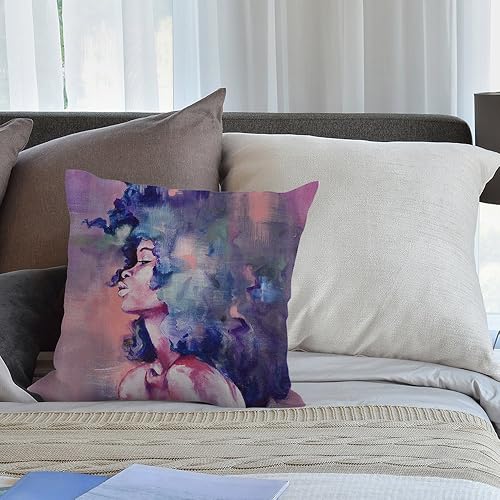 Miniatura 5 de HGOD DESIGNS Funda de almohada África, acuarela morada, sexy, africana, diseño artístico, de algodón, lino, funda de cojín cuadrada estándar