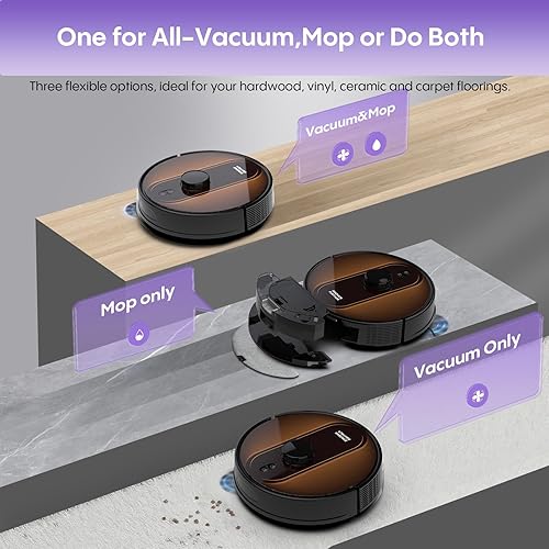 Miniatura 4 de Robot Vacuum and Mop Combo, 5000Pa Robot Vacuum Cleaner with Self-Emptying, LiDAR Navigation Vacuum Robot, Home Mapping, No-Go Zones, AppVoice