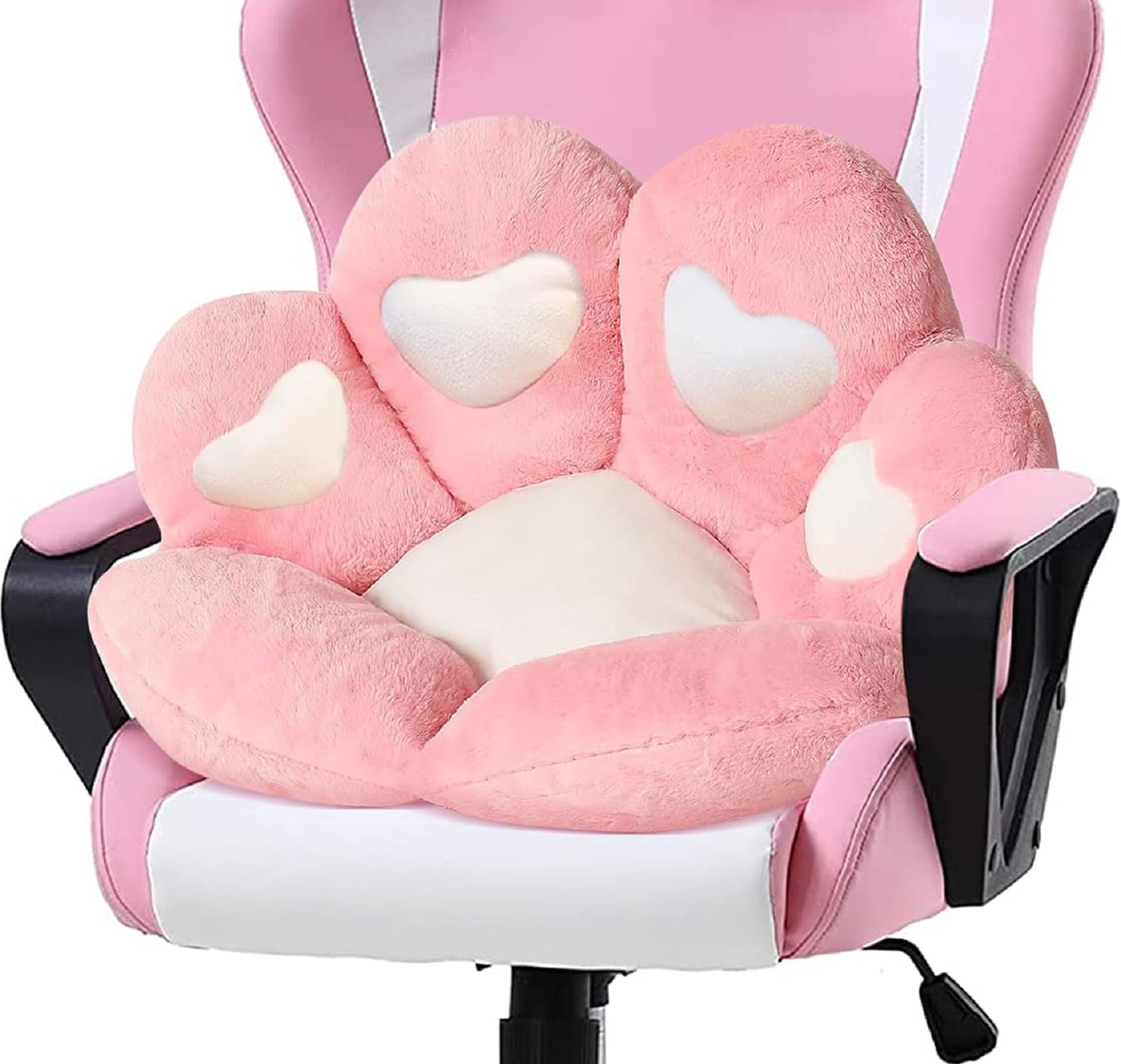 Lanpew Green Cat Paw Back Cushion,Seat Cushion, Cute Cat Paw Chair Cushion, Plush Comfort Seat Cushion,Office Lazy Warm Seat Cushion, Bed, Tatami Floor Cushion For Home(70X70cm,Rose Heart)