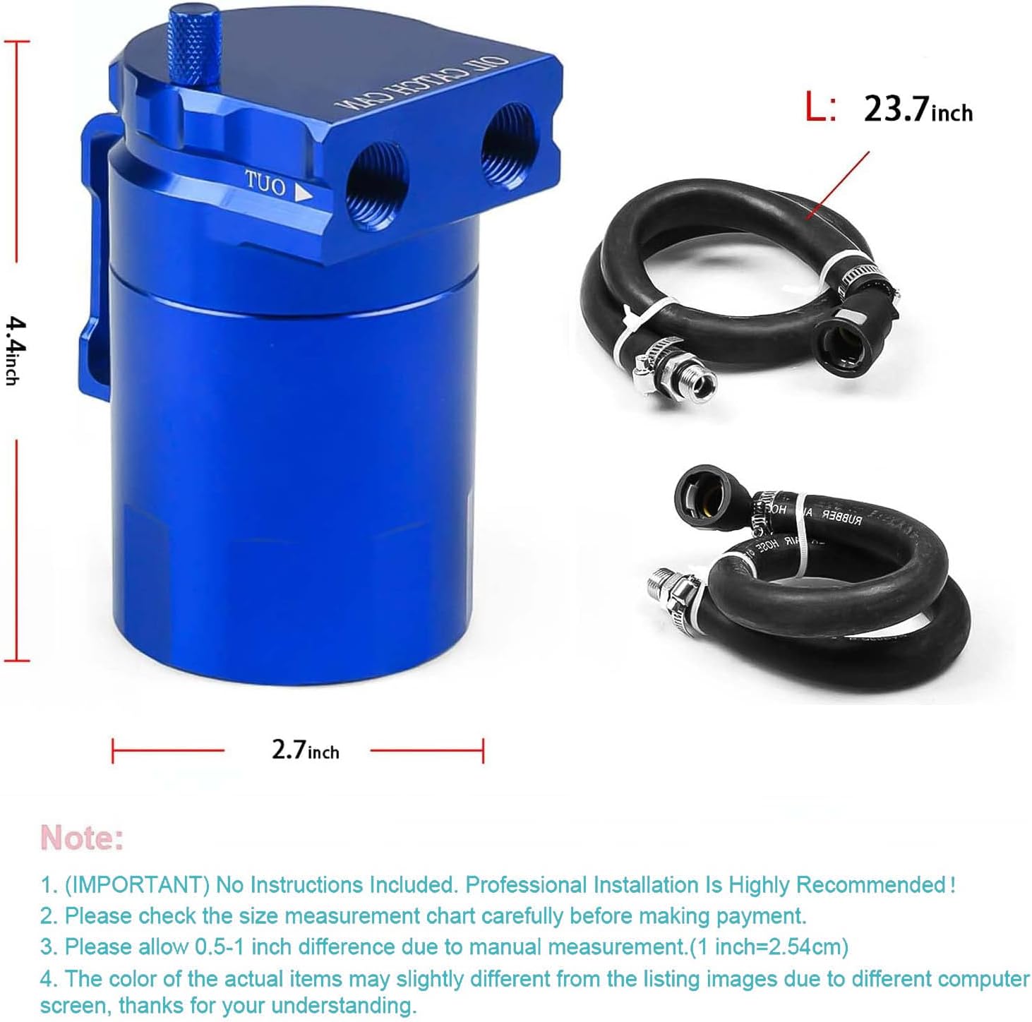 Unifizz 350ml Aluminum Oil Catch Can Polished Oil Separator Tank for Fo-rd F150 2.7EB 3.5EB 5.0L, Expedition 3.5L EcoBoost, Raptor 3.5L Ecoboost