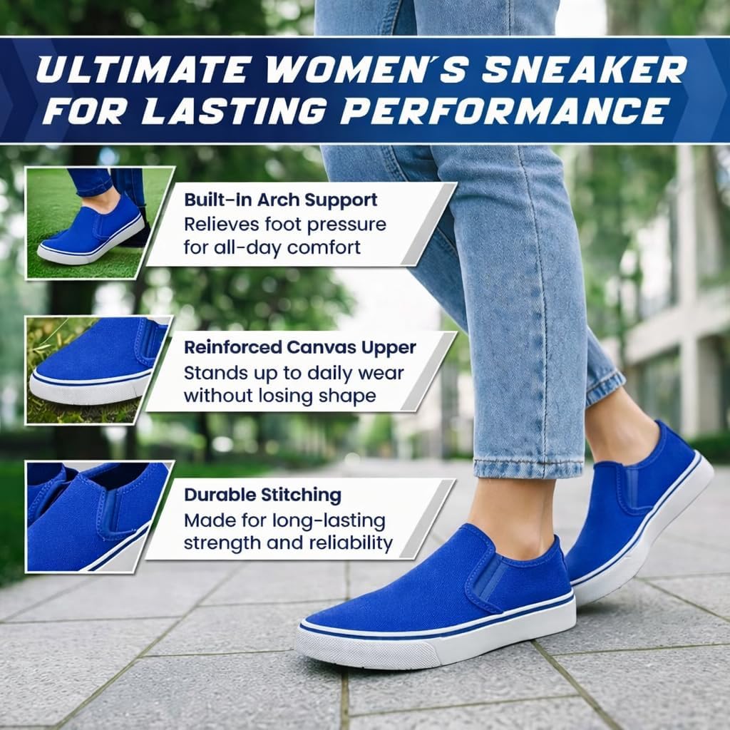 Emma Shoes Low-Top Slip Ons Women's Fashion Sneakers Casual Canvas Sneakers for Women Comfortable Flats Breathable Padded Insole Slip on Sneakers Women Low Slip on Shoes - Image 7