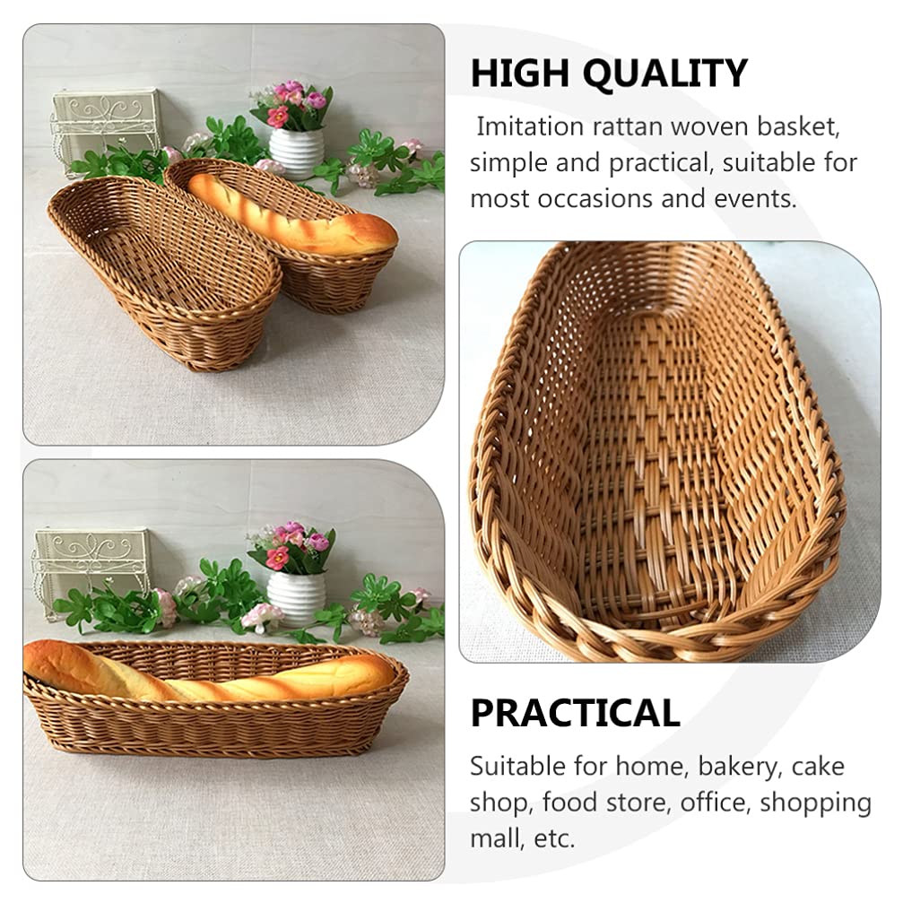 Set 2 Cestini Per Pane In Rattan Intrecciato – Ovali 17,5x9 Cm E 26,5x11,5 Cm, Rustici E Leggeri