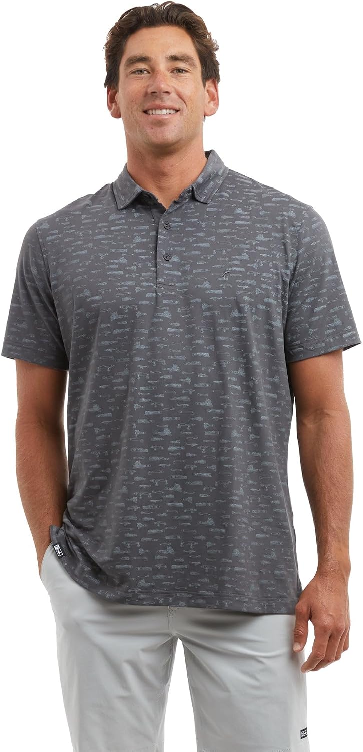PELAGIC Marco Polo Shirt Performance, Short Sleeve UPF 50+ Protection Water and Stain Repellent Graphite