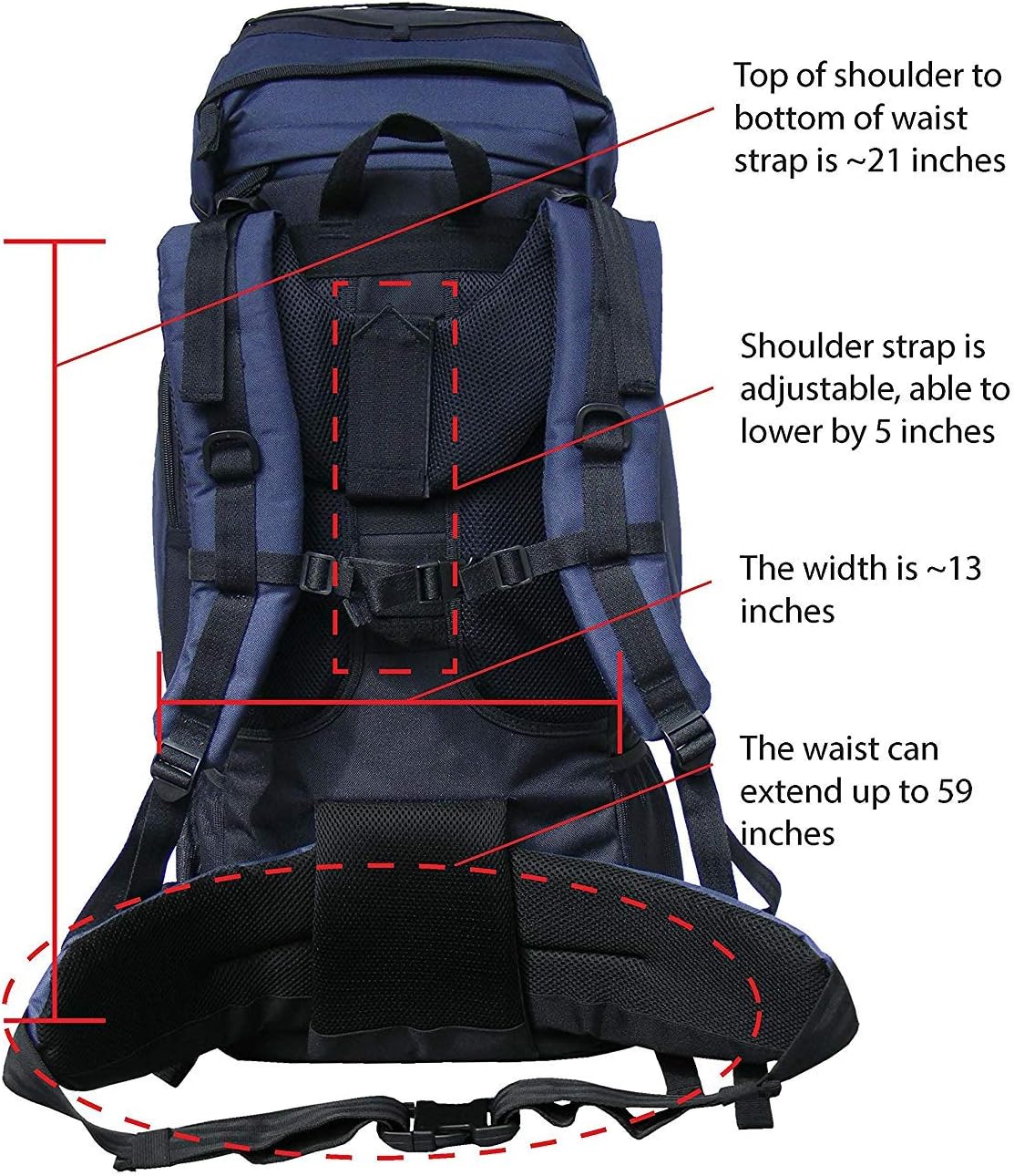 Discovery 80 Internal Frame Camping Hiking Backpack (Navy)