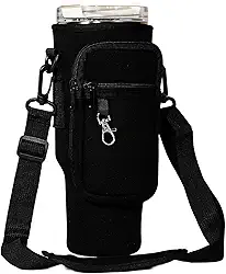Bolsa de transporte para garrafa de água com alça ajustável para celular Stanley 30 1,134 g, capa tiracolo isolada de neoprene para caminhadas, acampamento, trilhas, viagens