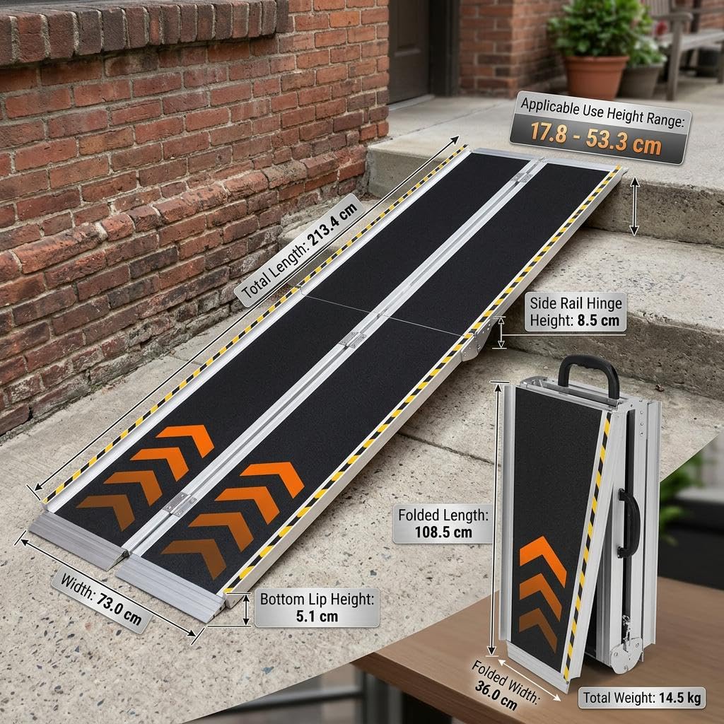 Rampe d'Accès Portable Pliable en Aluminium Antidérapante