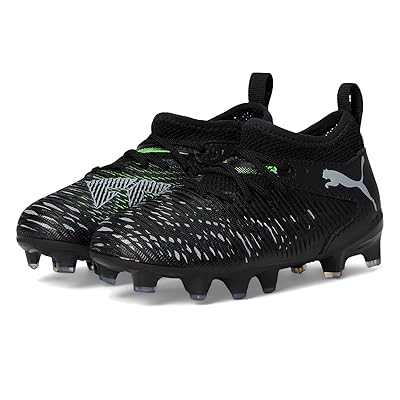 PUMA Kids Future 8 Match Firm Ground/Artificial Ground (Little Kid/Big Kid) Kids Shoes PUMA Black/Cool Light Gray/Fluo Green