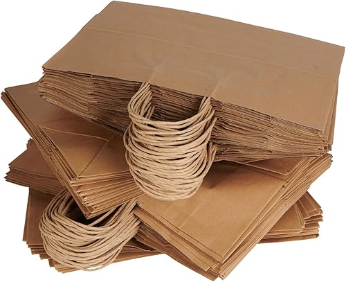 Miniatura 2 de ProLine - Bolsas de papel kraft para compras, 16 x 6 x 12 pulgadas, bolsas de papel marrón con asas a granel, grandes bolsas de papel reciclado,