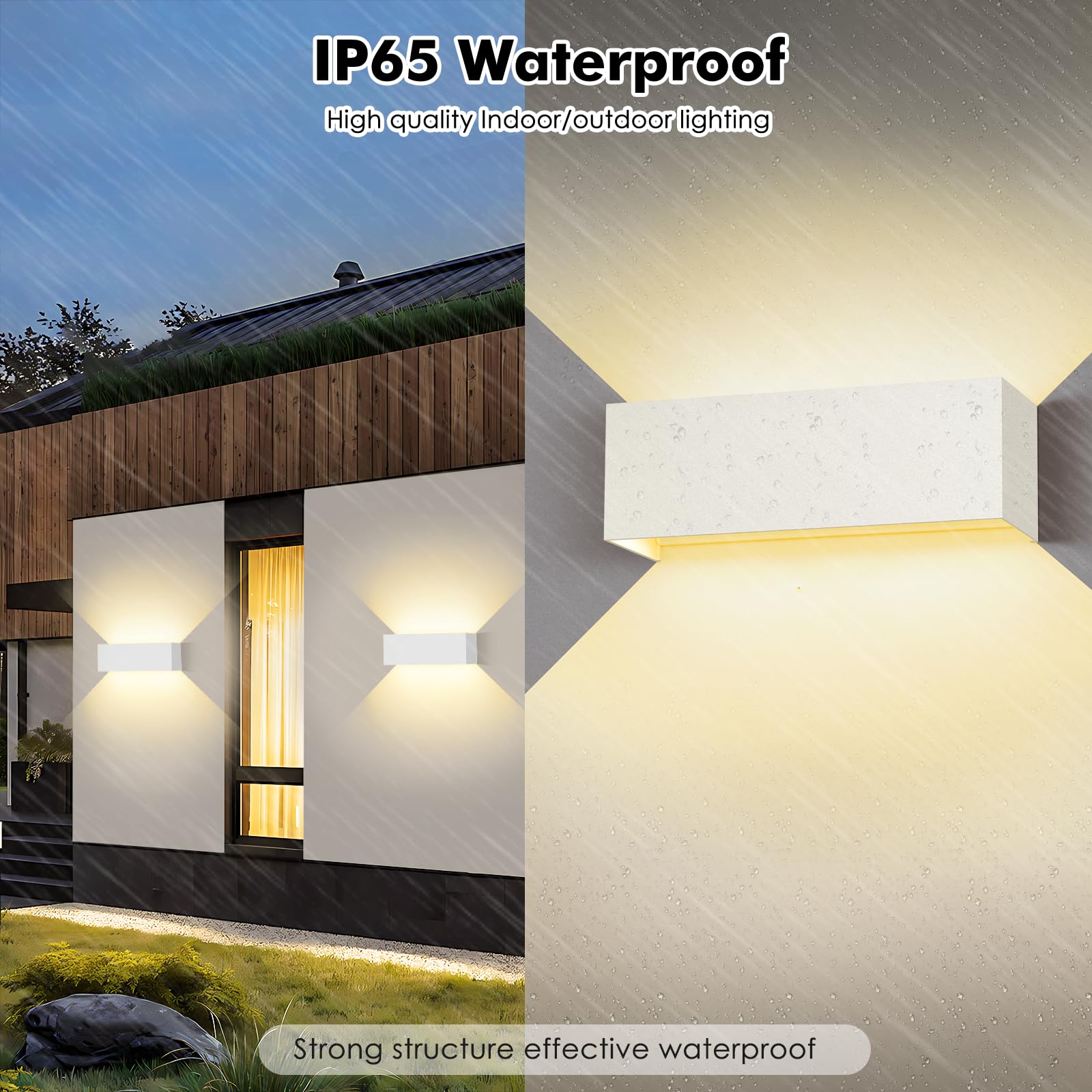 2 Pezzi 36W Applique da Parete Interno/Esterno 3000K Bianco Caldo Applique Esterno Angolo del Fascio Regolabile Moderno Lampade da Parete IP65 Impermeabile Bianco Aapplique da Esterno