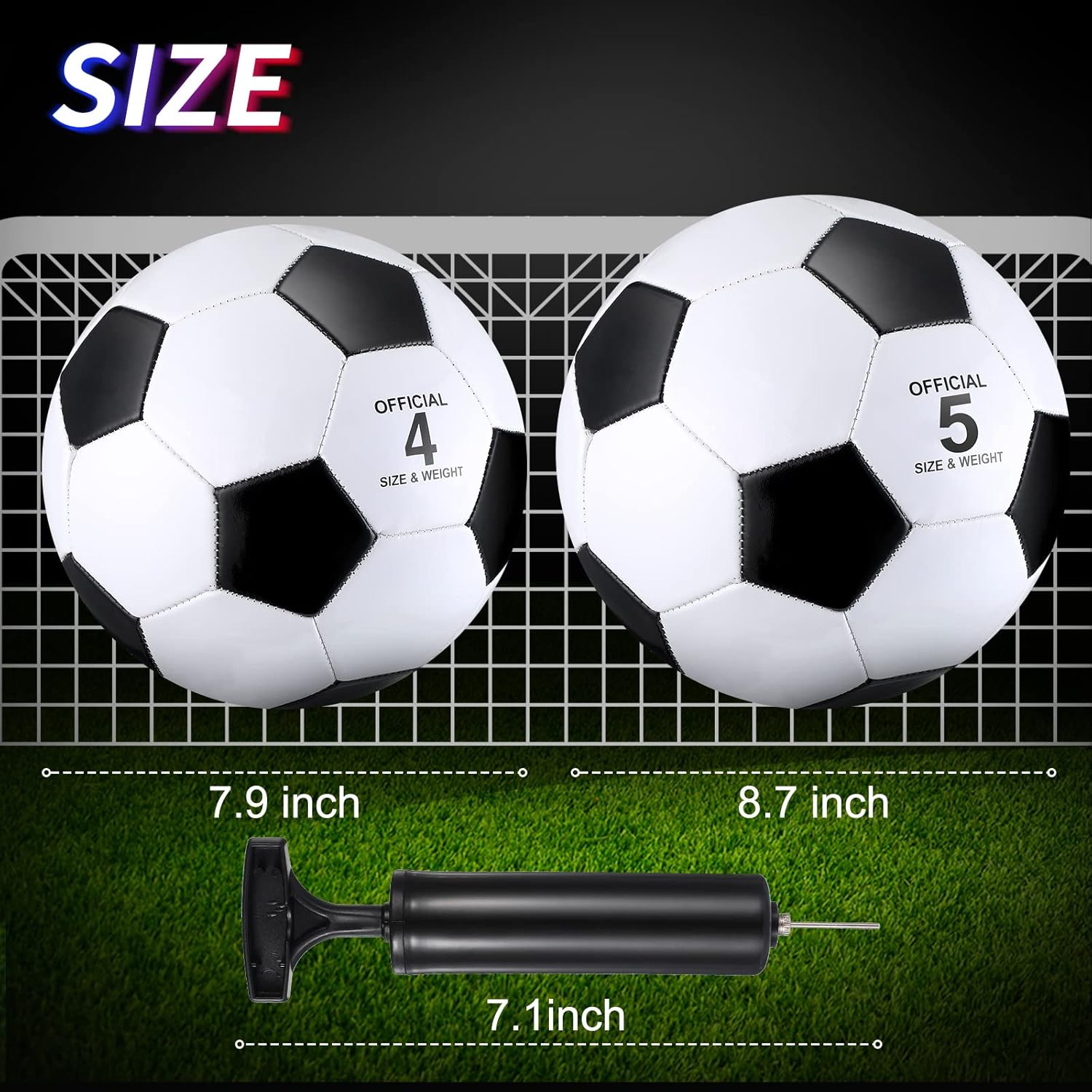HyDren 4 Pcs Soccer Ball with Pump Official Size 4/5 Deflated Soccer Balls Bulk for Outdoor Indoor Practice Training Sport Gift for Kid Teen Youth Adult Back to School - Image 2