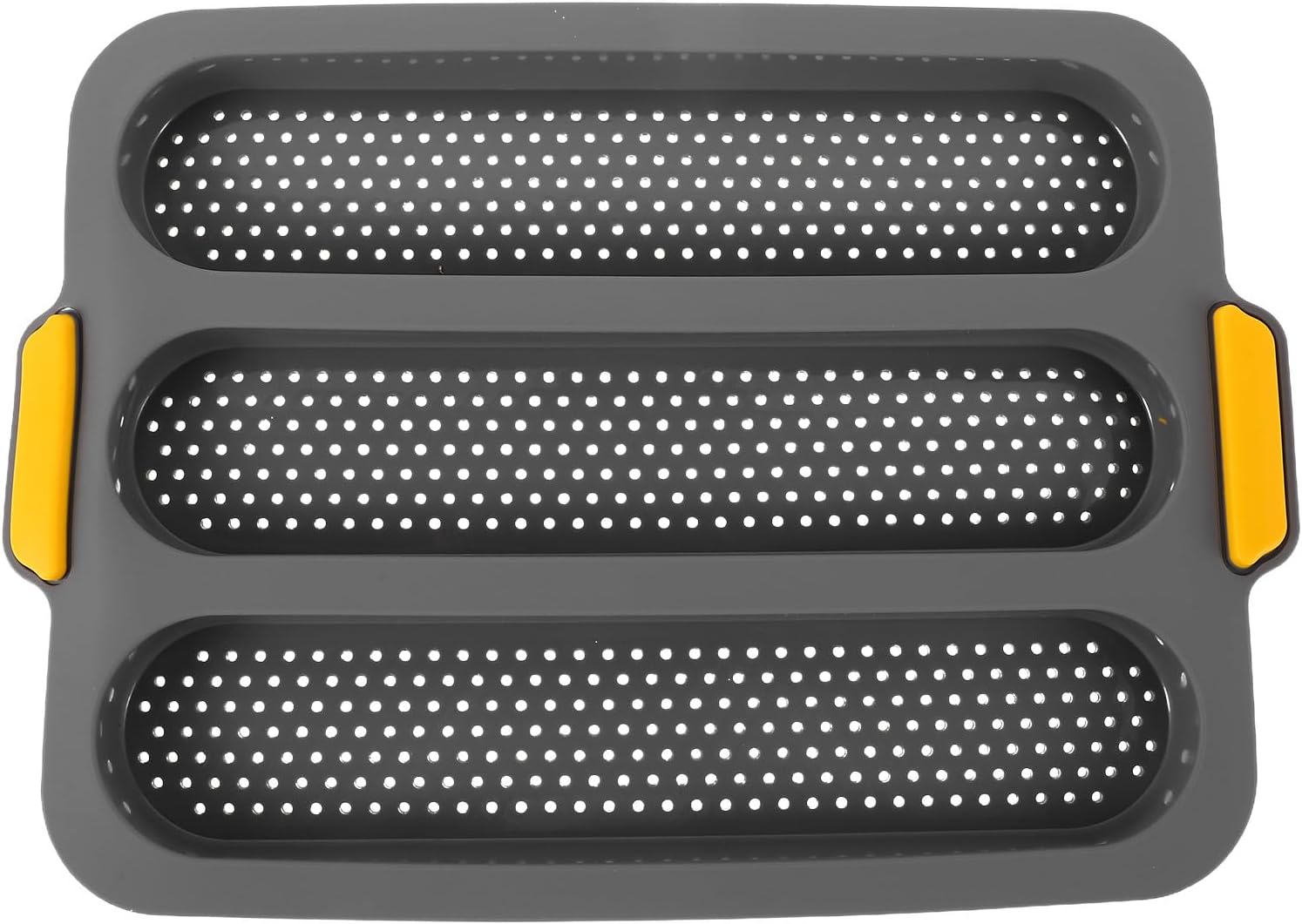 Silicone Baguette Bread Mold with Three Slots Non-stick French Bread Baking Pan Deep Gray Loaf Mold
