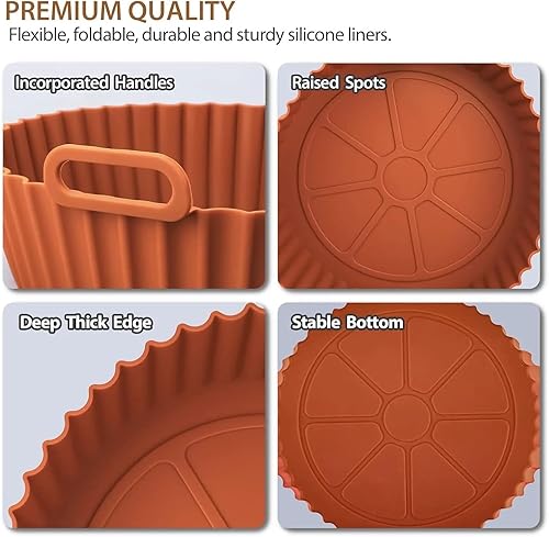 Miniatura 4 de Airfryer Silicone Basket Reusable Baking Tray Mold For AirFryer Pizza Fried Chicken Air Fryer Liners Accessories(Size L Blue)