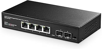 Binardat 4 Port 2.5G Switch with 2x10G SFP, 4 x 2.5 Gigabit RJ-45 Ethernet Ports, Support Vlan, Metal Unmanaged Multi-Gigabit Desktop Network Switch