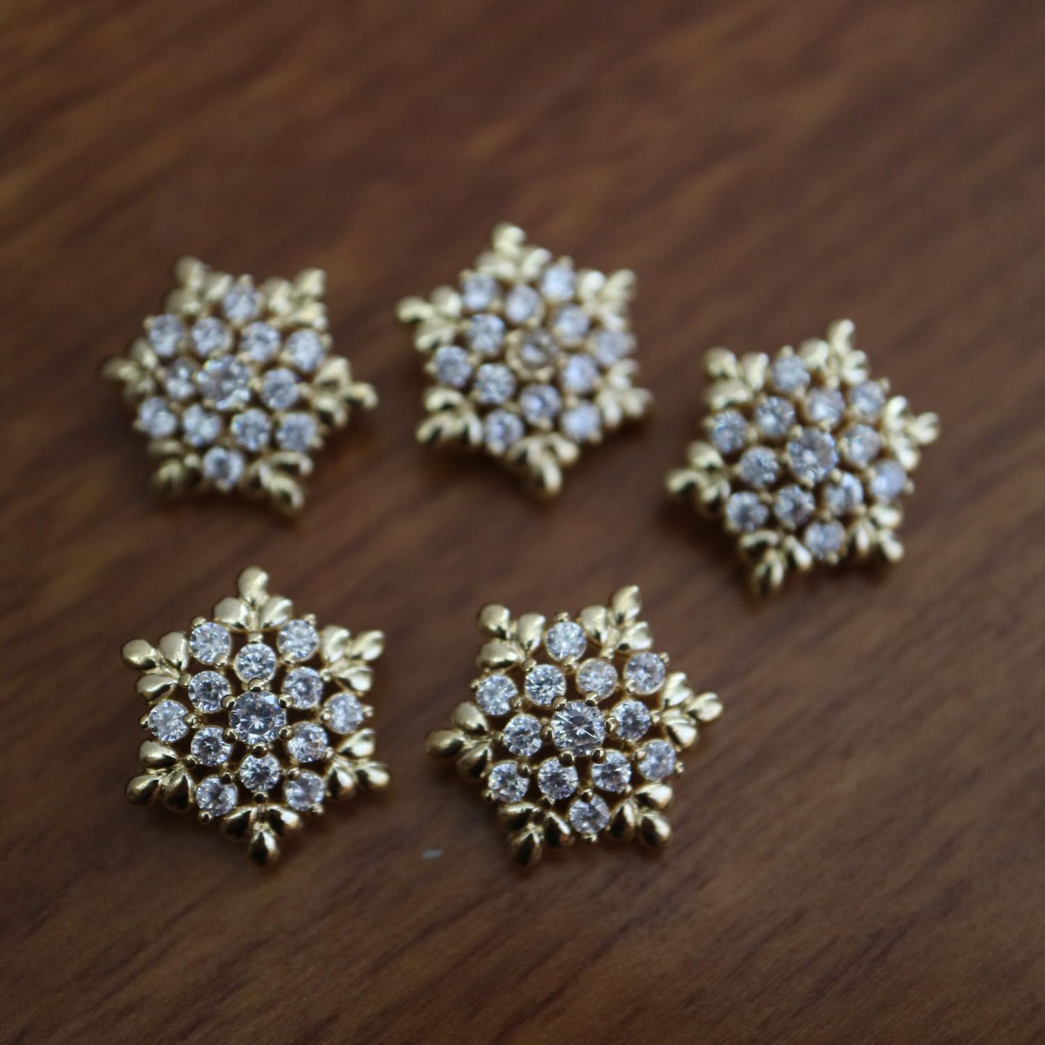 G-RUI5pc/lot Luxury Crystal Buttons for Clothes Cubic Zirconia Metal Shank Button for Coat Decorative CZ Sewing Buttons for Shirts (K-208) (Golden)