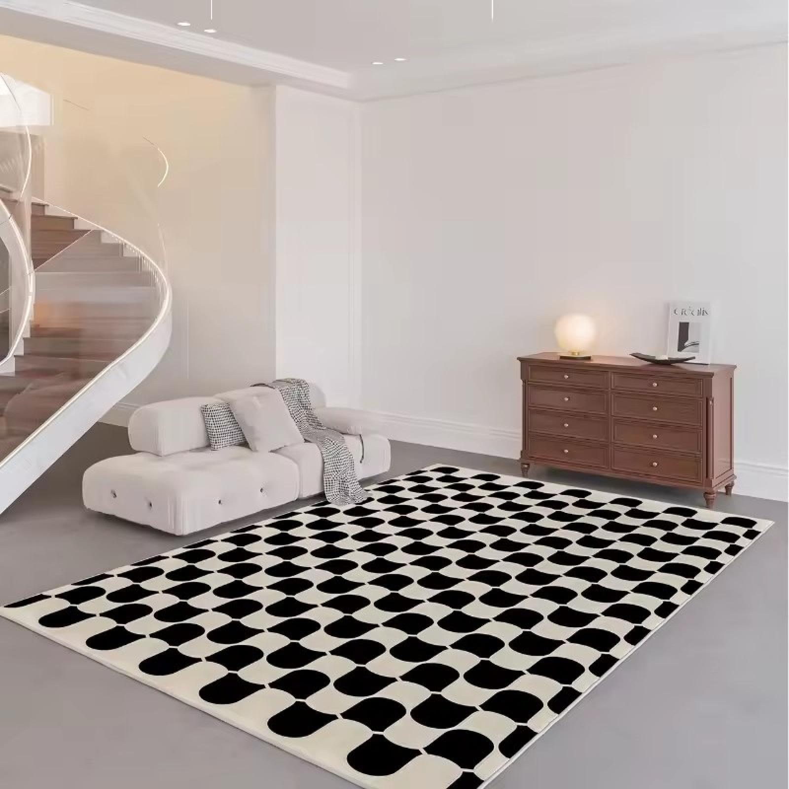 Tapis de salon mode léger luxe en peluche grand format