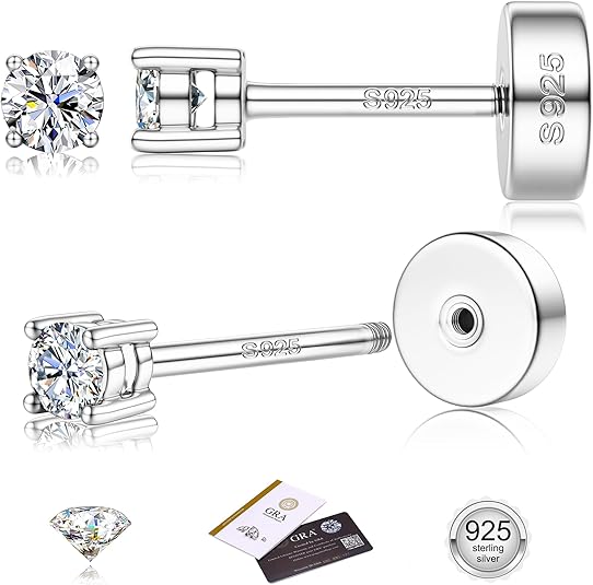 LOLIAS Moissanite Sterling Silver Flat Back Studs